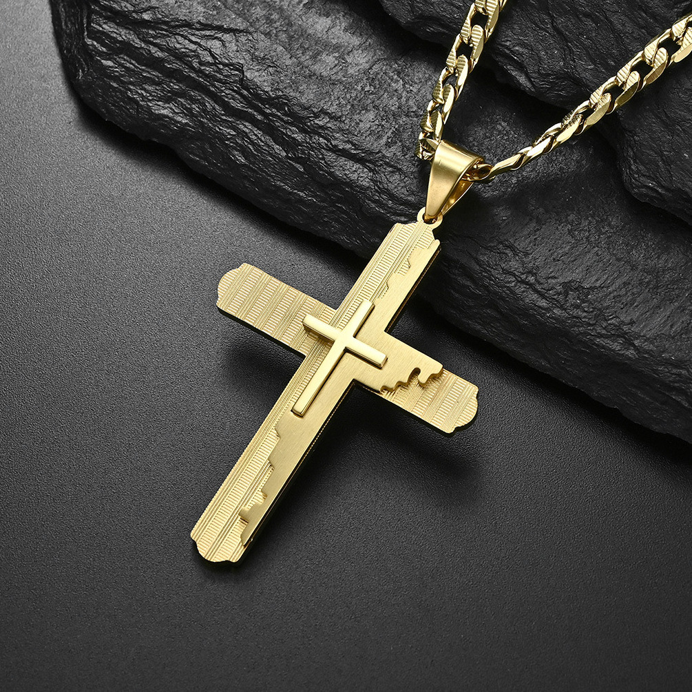 Jewelry factory supply 18k gold cross necklace stainless steel cross necklace wholesale high quality necklace for men cross