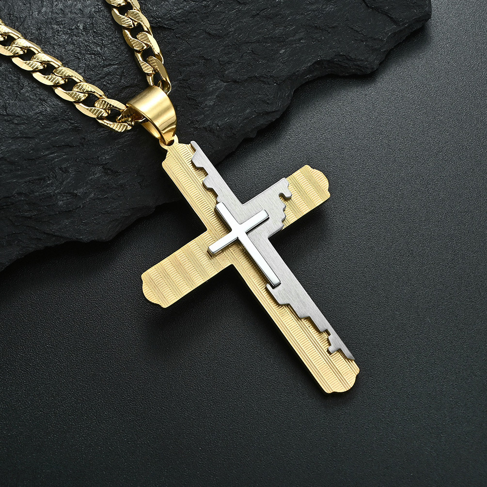 Jewelry factory supply 18k gold cross necklace stainless steel cross necklace wholesale high quality necklace for men cross