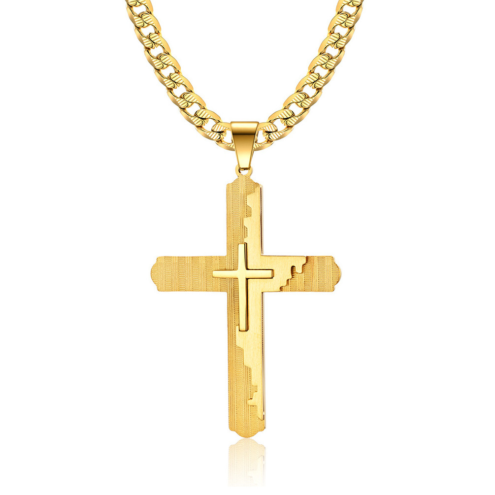 Jewelry factory supply 18k gold cross necklace stainless steel cross necklace wholesale high quality necklace for men cross