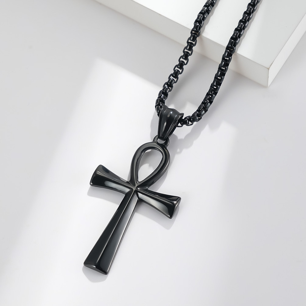 Trendy Stainless steel cross necklaces 18K gold gold cross necklace black necklace cross for men