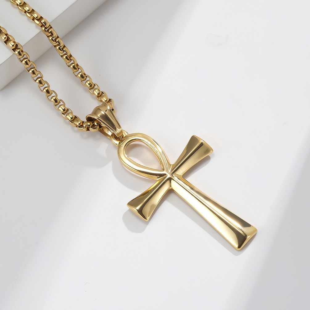 Trendy Stainless steel cross necklaces 18K gold gold cross necklace black necklace cross for men