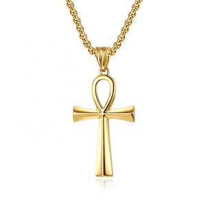 Trendy Stainless steel cross necklaces 18K gold gold cross necklace black necklace cross for men