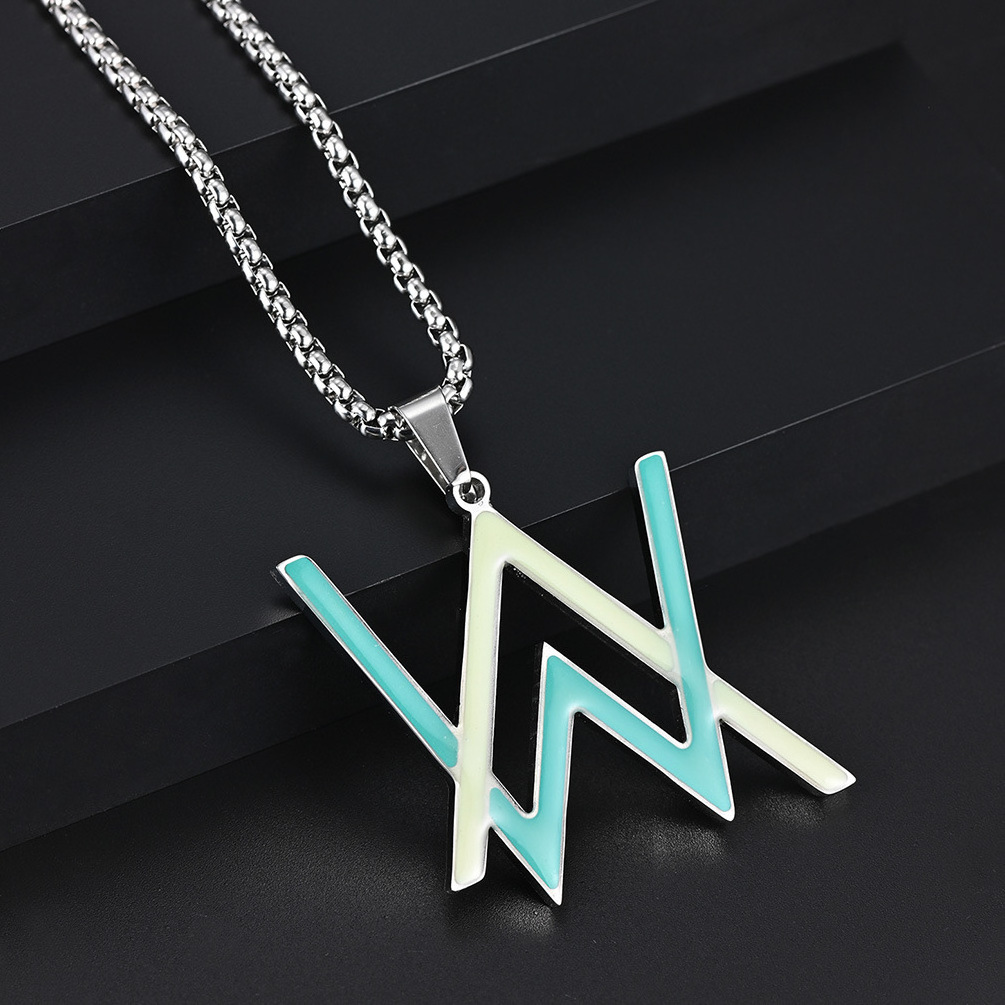 Fashion Alan Walker Necklace Hip Hop club man Alan Walker luminous pendant men necklace