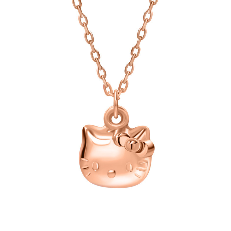 S925 Silver Cute hello Kitty Necklace, pendant cat fashion jewelry rose gold chain cute cat necklaces for women