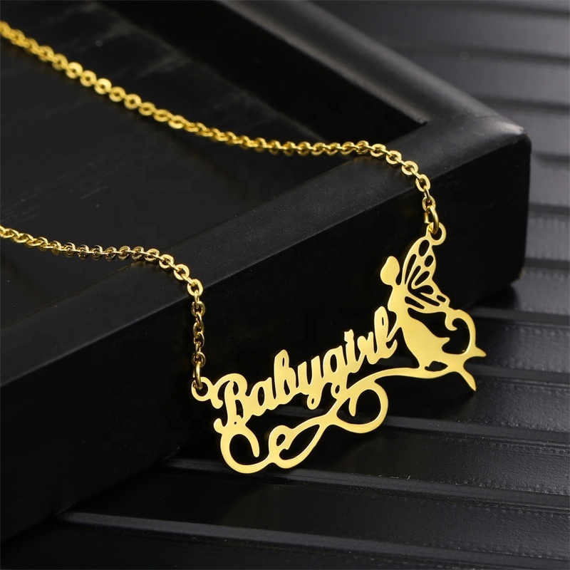 custom necklace Stainless steel angel elf name letter necklace one piece can do models names necklace