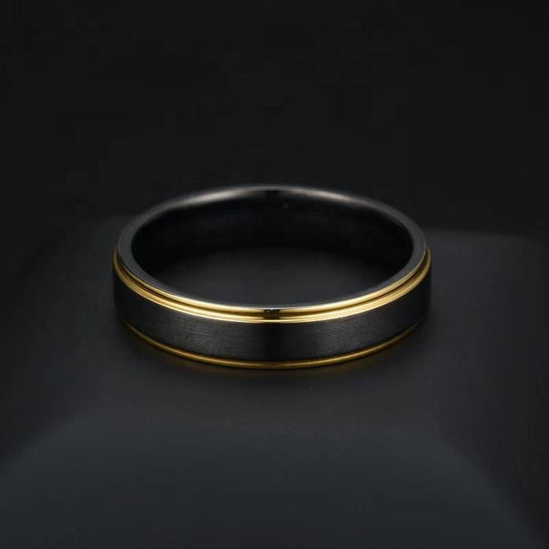 Fashion Jewelry Simple Design Black OEM Anillos men's wedding gold plated ring mens  titanium wedding rings