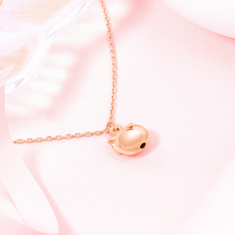 S925 Silver Cute hello Kitty Necklace, pendant cat fashion jewelry rose gold chain cute cat necklaces for women