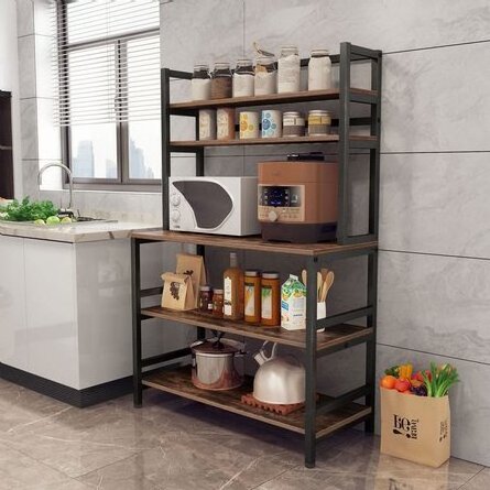 Kitchen Cart Baker Is Rack Microwave Oven Stand Industrial Utility Storage Shelf Organizer Rustic Coffee Bar