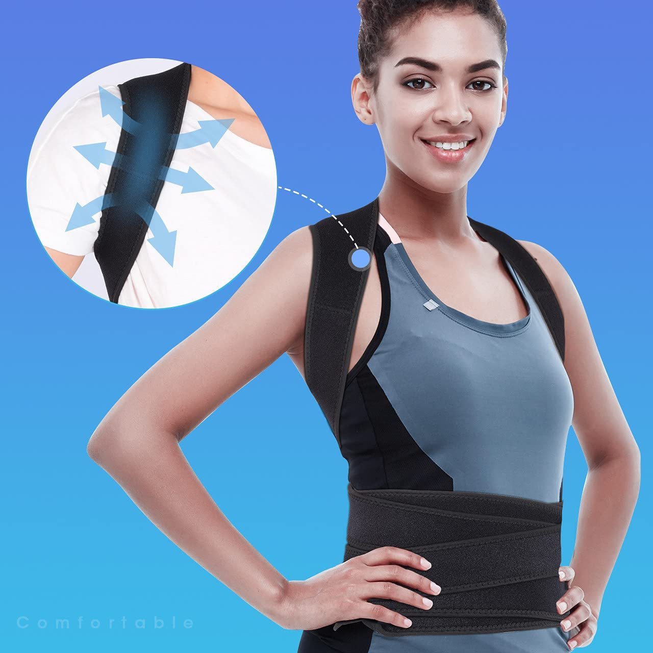 Adult Unisex Brace Support Belt Neoprene Adjustable Shoulder Back Body Elastic Posture Corrector Full Back Brace