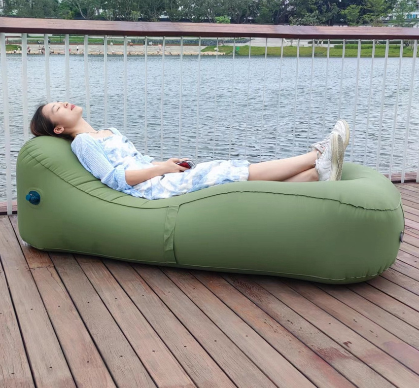 Selling Camping Beach Inflatable Bed Portable Outdoor Lazy Bag Fast Inflatable Air Sofa Sleeping Lounger