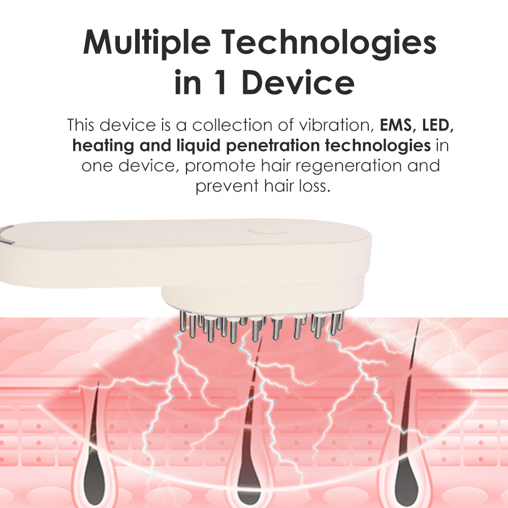 Synogal private labels red light vibrating EMS hair growth scalp massager brush oil applicator hair care scalp comb