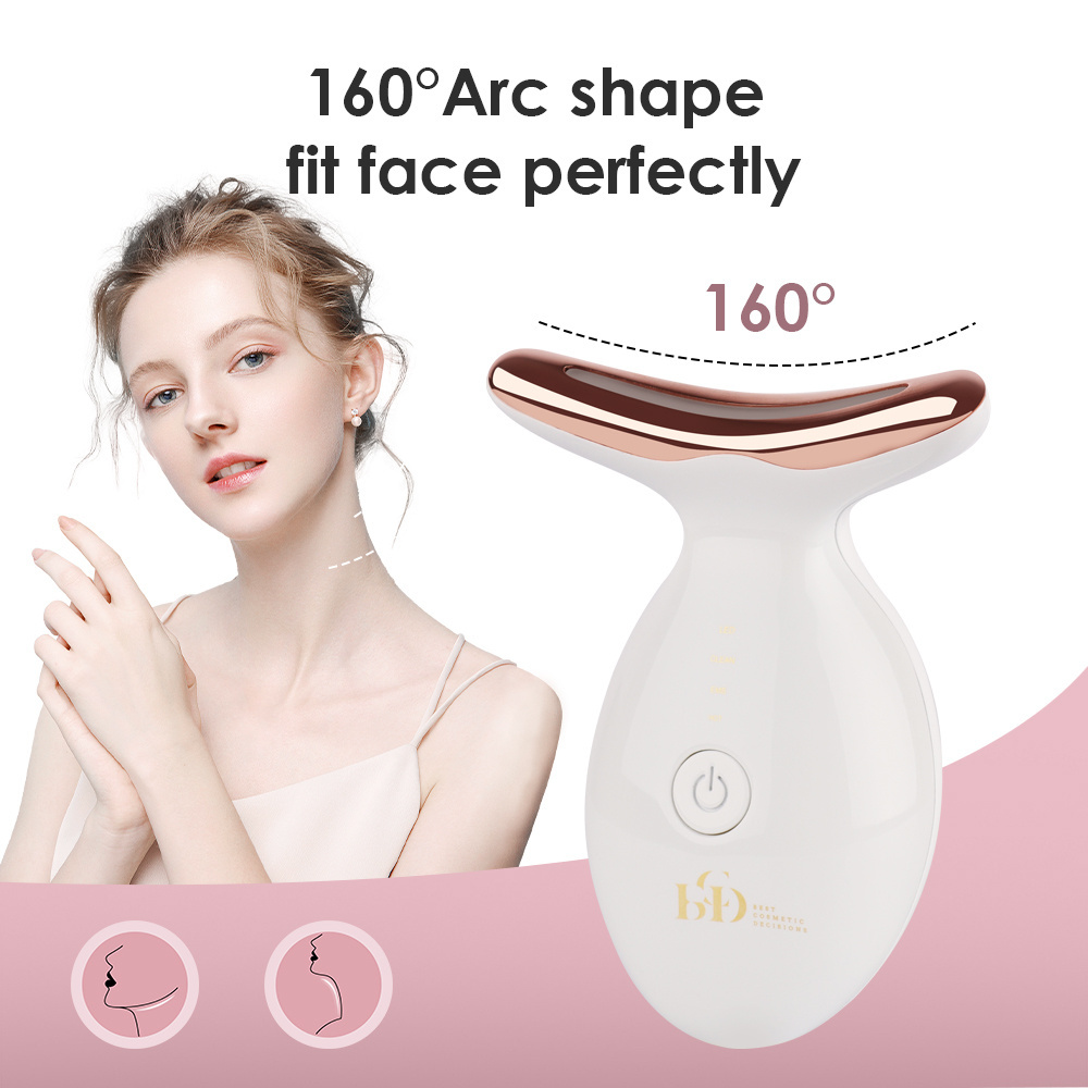 Synogal new arrival electric mircocurrent vibration LED light therapy anti-aging face neck beauty device neck lifting massager