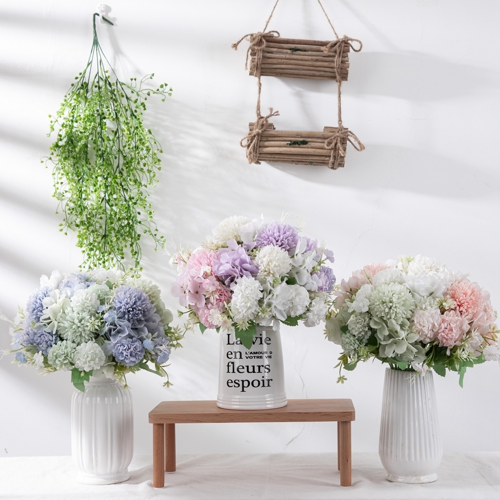 Hot Sale Dandelion Hydrangea Artificial Flowers Decoration Artificial Daisy Flowers for wedding decoration