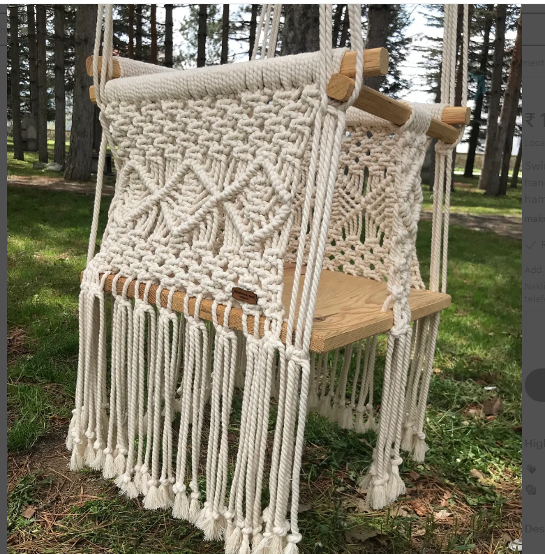 hammock for baby boho dekor ceilling hanging swing OUTDOOR HANDMADE COTTON TWISTED BABY SWING