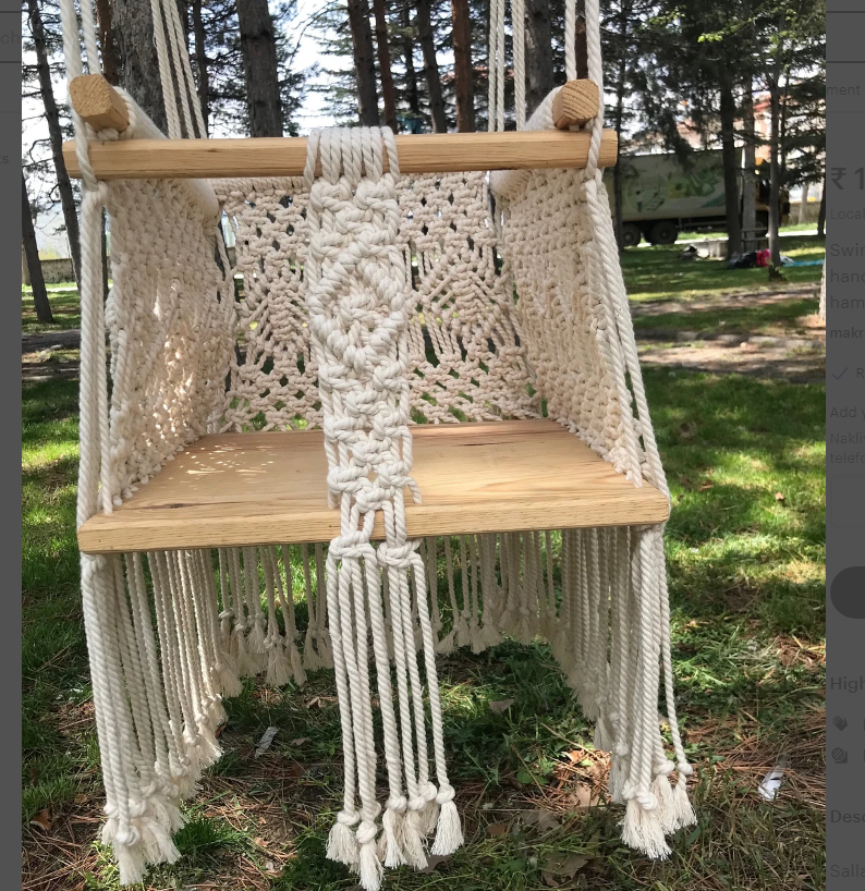 hammock for baby boho dekor ceilling hanging swing OUTDOOR HANDMADE COTTON TWISTED BABY SWING