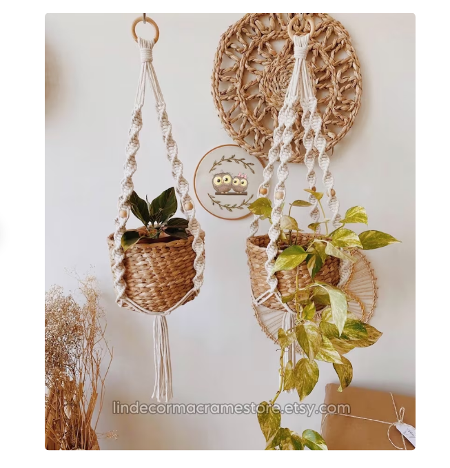 Indoor Garden Plant Holder Customized Macrame plant hanger For Wall and Window Decoration