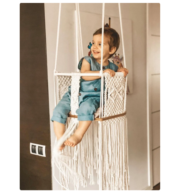 Highchair Indoor Swing dekor ceilling hanging swing OUTDOOR HANDMADE COTTON TWISTED BABY SWING