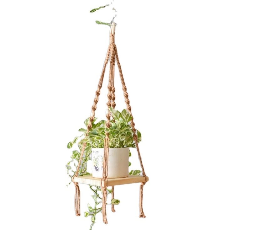 Wood Stump Macrame Plant Hanger, Customized Macrame plant hanger For Wall and Window Decoration