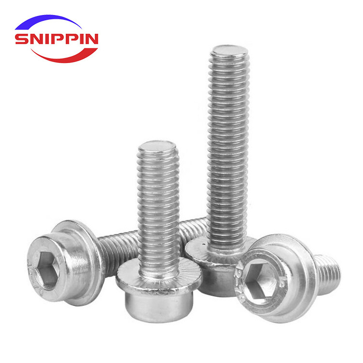 304 Stainless Steel DIN251 Hexagon Socket Flange Face Screw M5 M6 M8 M10 M12 hex socket anti-slip flange Bolt with serrations