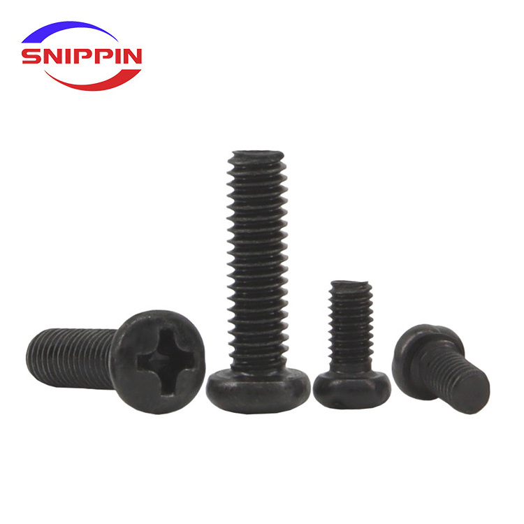 M1 M1.2 M1.4 M1.6 M1.7 M2 M2.5 M3 M3.5 M4 M5 M6 Black Plating Carbon Steel Cross Recessed Pan Round Head Phillips Micro Screws