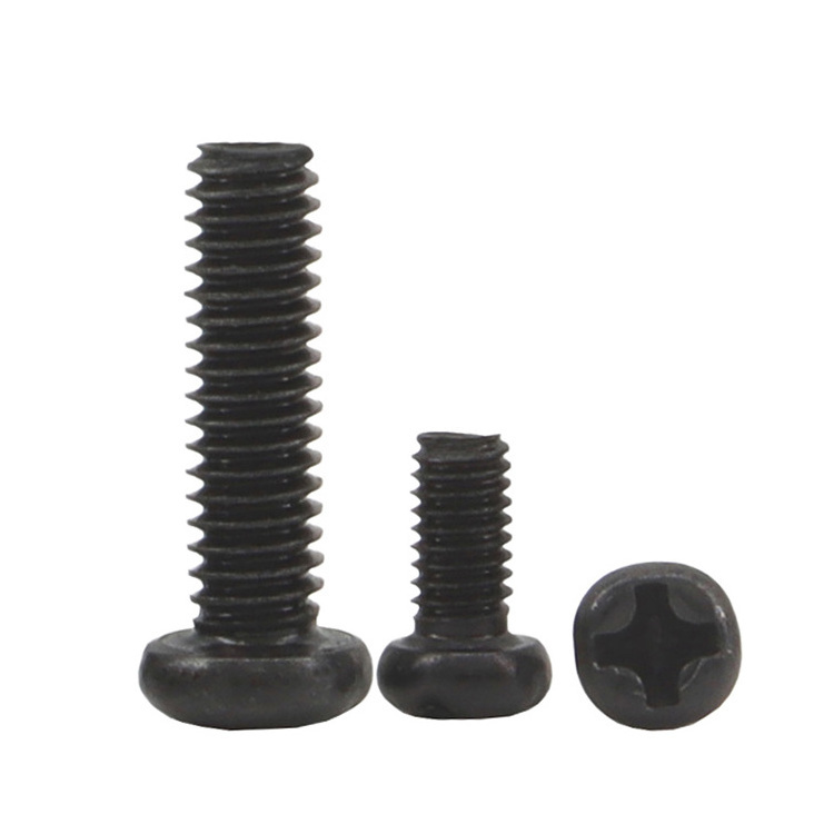 M1 M1.2 M1.4 M1.6 M1.7 M2 M2.5 M3 M3.5 M4 M5 M6 Black Plating Carbon Steel Cross Recessed Pan Round Head Phillips Micro Screws