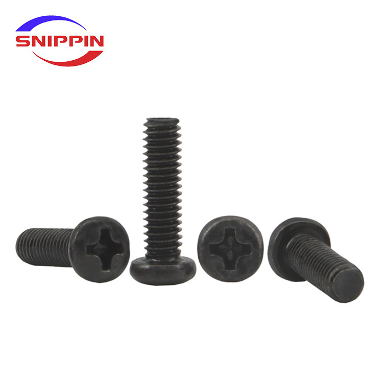 M1 M1.2 M1.4 M1.6 M1.7 M2 M2.5 M3 M3.5 M4 M5 M6 Black Plating Carbon Steel Cross Recessed Pan Round Head Phillips Micro Screws