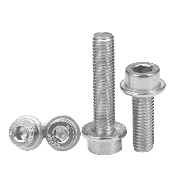 304 Stainless Steel DIN251 Hexagon Socket Flange Face Screw M5 M6 M8 M10 M12 hex socket anti-slip flange Bolt with serrations