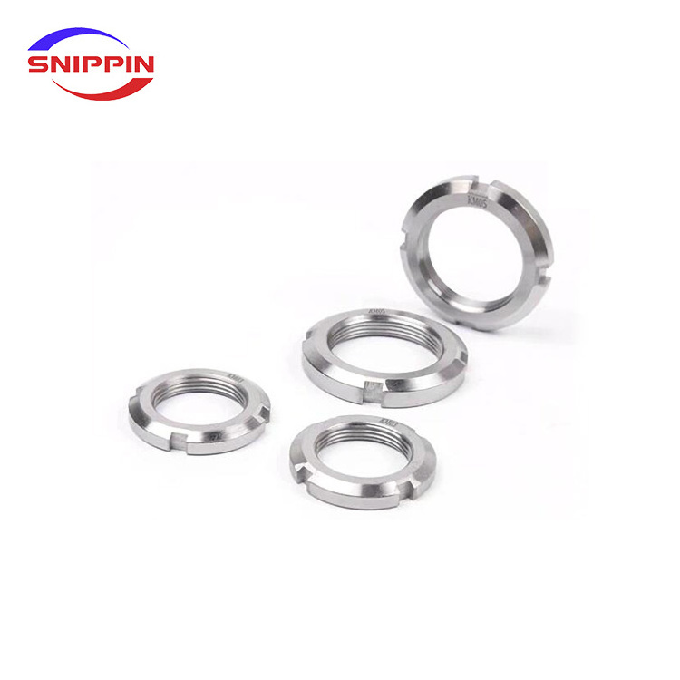 Carbon Steel DIN70852 Lock Retaining Four Slotted Round Fine Pitch locking nut For Hook Thin Nuts-Fine Pitch Thread M28-M100