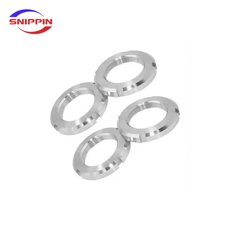 Carbon Steel DIN70852 Lock Retaining Four Slotted Round Fine Pitch locking nut For Hook Thin Nuts-Fine Pitch Thread M28-M100