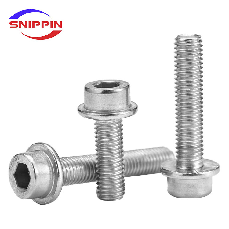 304 Stainless Steel DIN251 Hexagon Socket Flange Face Screw M5 M6 M8 M10 M12 hex socket anti-slip flange Bolt with serrations