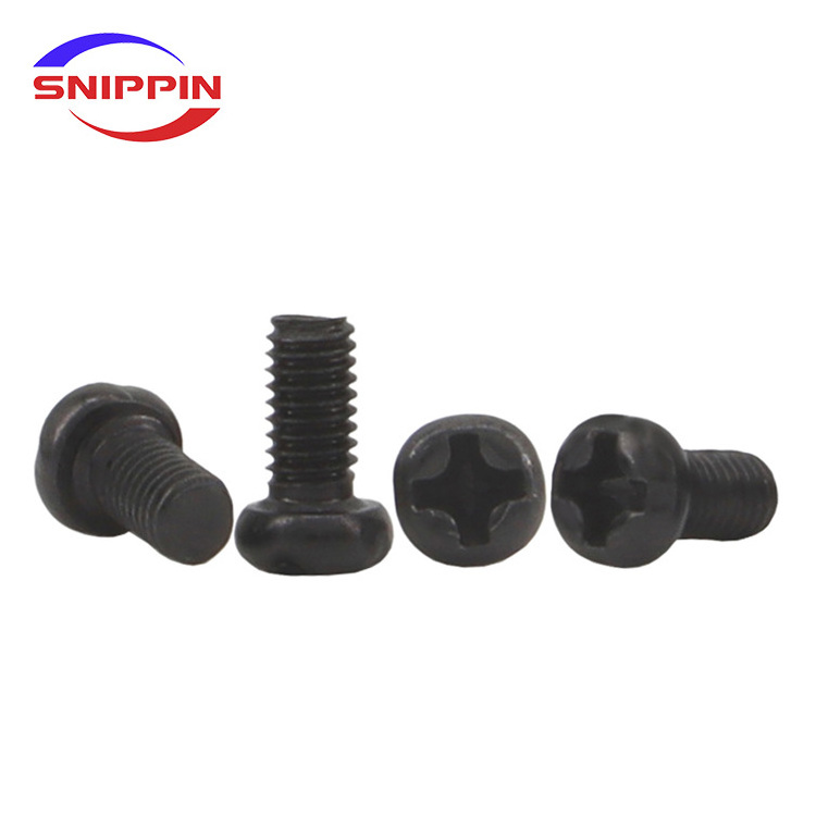 M1 M1.2 M1.4 M1.6 M1.7 M2 M2.5 M3 M3.5 M4 M5 M6 Black Plating Carbon Steel Cross Recessed Pan Round Head Phillips Micro Screws