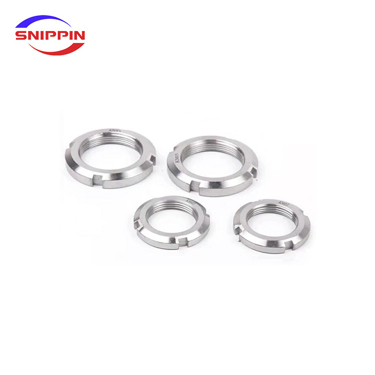 Carbon Steel DIN70852 Lock Retaining Four Slotted Round Fine Pitch locking nut For Hook Thin Nuts-Fine Pitch Thread M28-M100