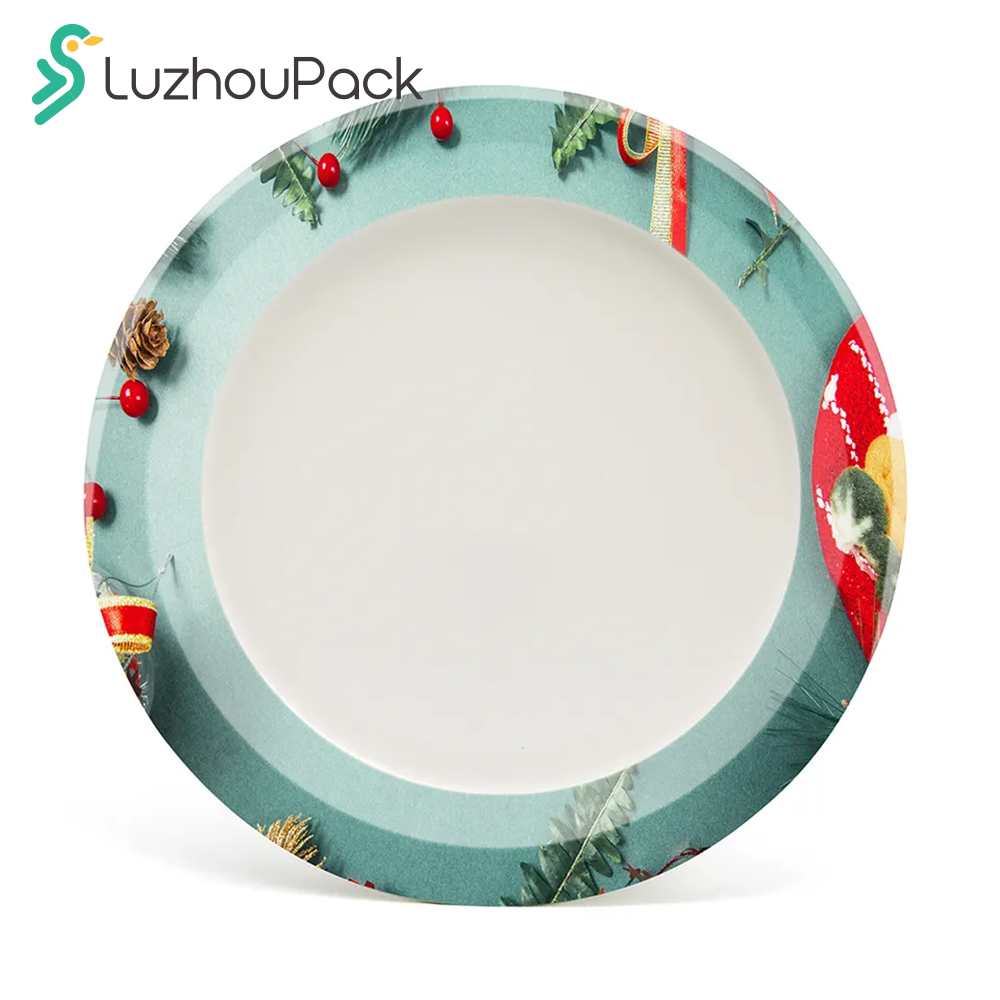 LuzhouPack Cheap Custom Printed 6 9 10 12 Inch Eco Friendly Compostable Restaurant Party Kraft Disposable Paper Dish Plates