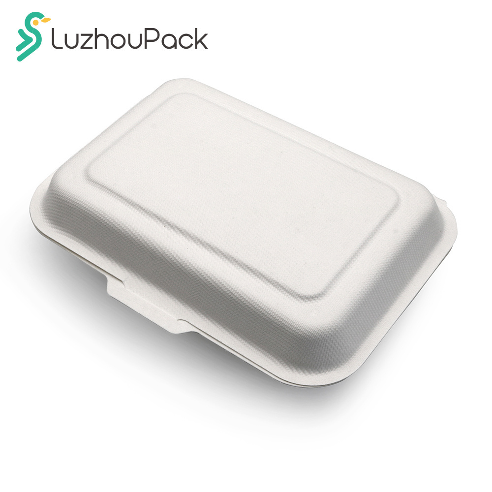 LuzhouPack Factory customized disposable biodegradable compostable bagasse paper food takeaway packing box