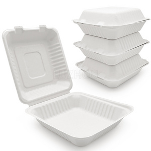 LuzhouPack 1200ml 8 Inch 100% Biodegradable & Compostable bagasse food boxes takeaway packaging disposable lunch box