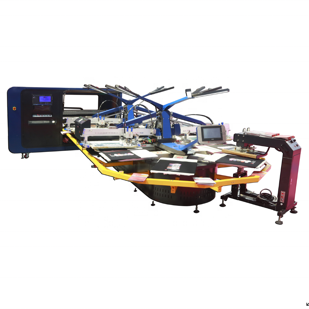 auto oval screen printer 8 color 22 station digital tshirt textile printing machine