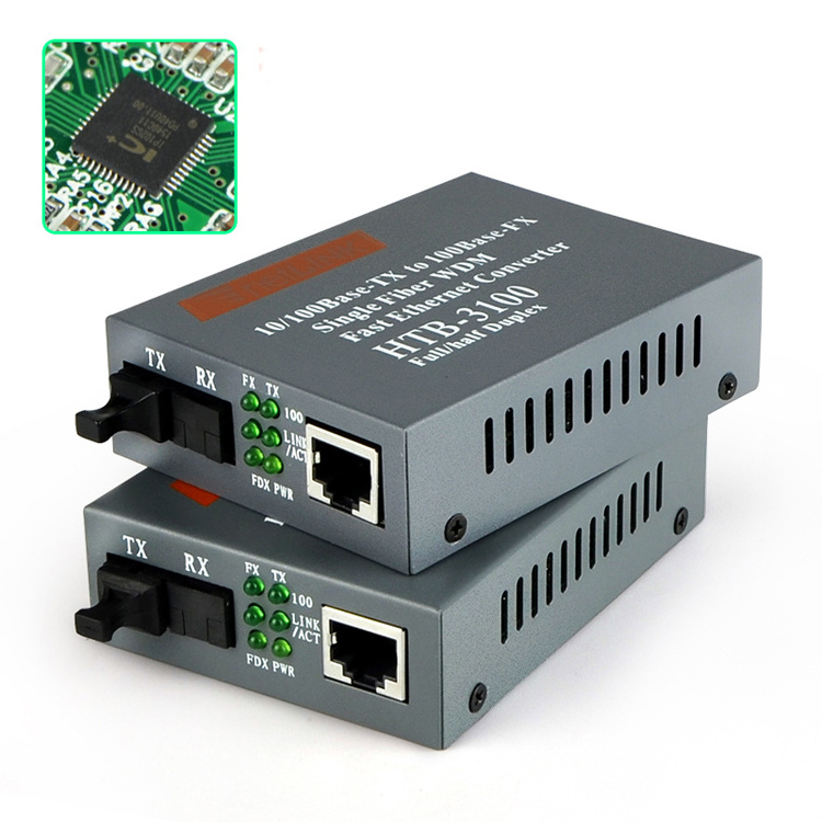 10/100M 1310/1550nm Single Mode Single Fiber WDM Bidirectional 25km fiber ethernet media converter