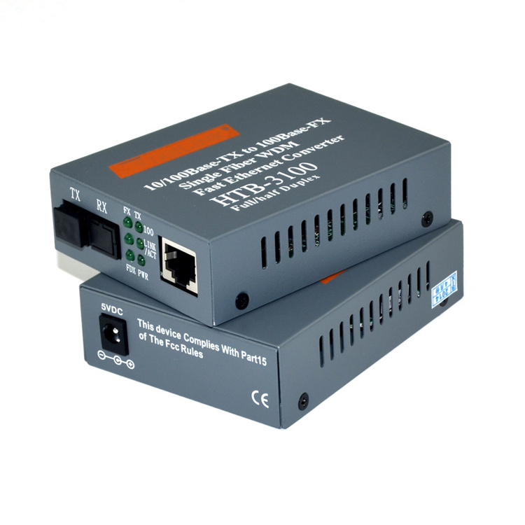 10/100M 1310/1550nm Single Mode Single Fiber WDM Bidirectional 25km fiber ethernet media converter