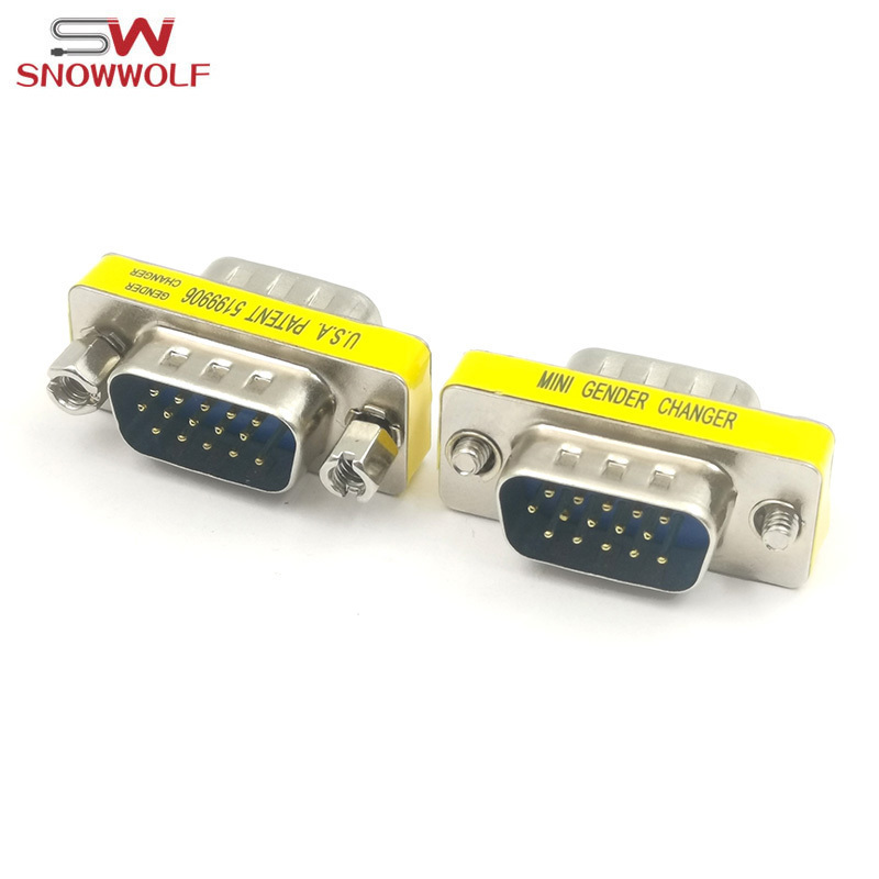 DB15 HD15 VGA SVGA Female to Female 15pin VGA Male Connector Mini Gender Changer Adapter