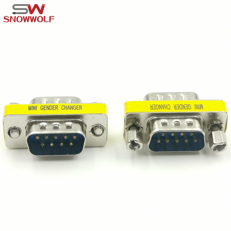 Industry Standard Mini Gender Changer 9pin D-sub connector DB9 male connector