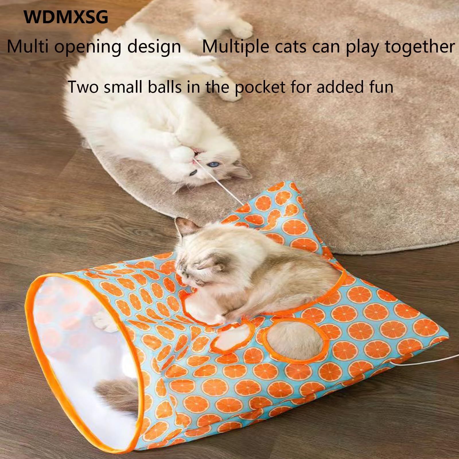 Custom Portable Interactive Collapsible Hiding Paper Pocket Kitty Cat Cave Tunnel Toy Crinkle  Sack Bag for Indoor