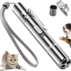 3 in 1 Rechargeable Multi Function Mini Aluminum LED Light Flashlight Pet Cat Catch Laser Pointer Interactive Exercise Toy