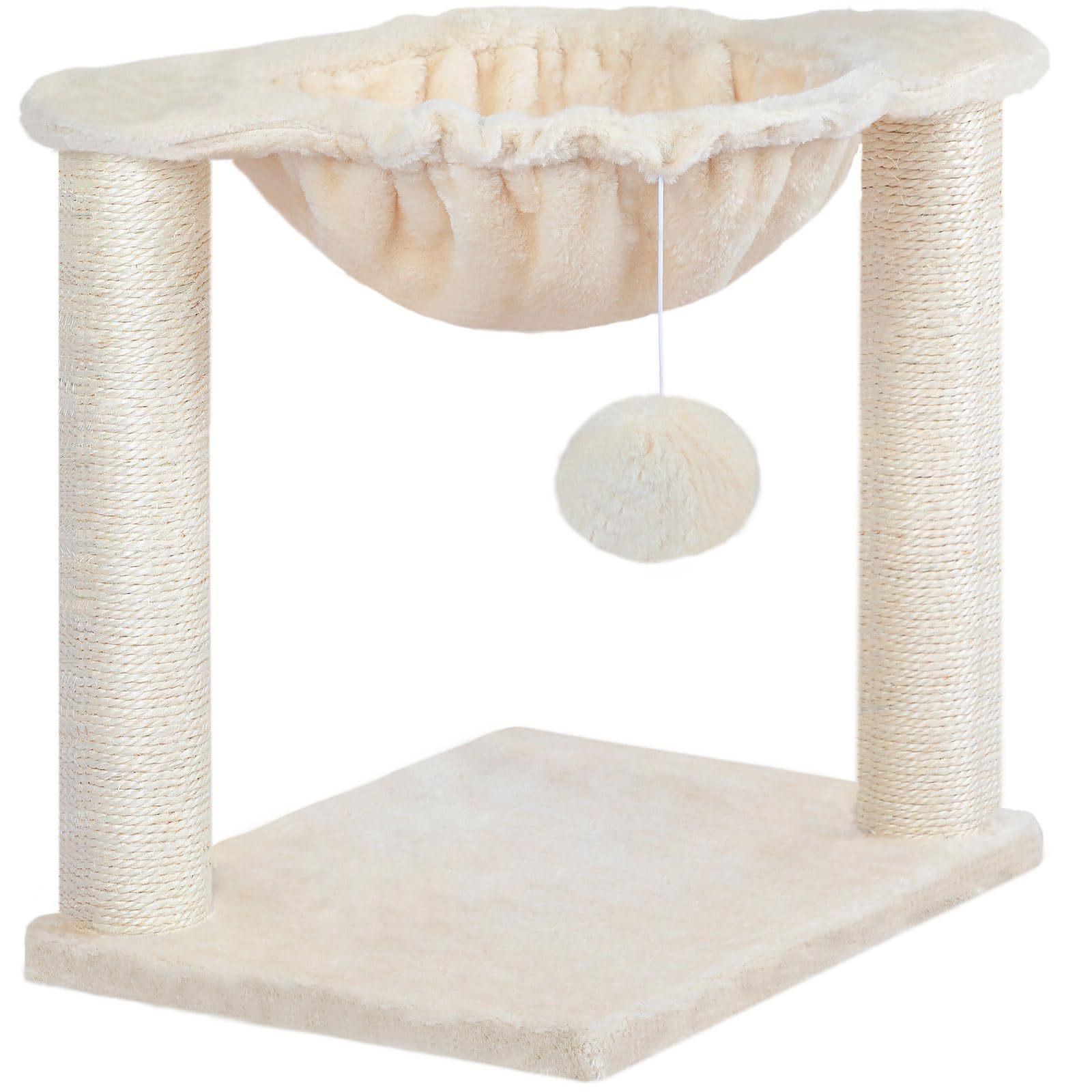 Custom Plush Soft Pet House Furniture Indoor Scratching Posts  Small Cat Trees Tower with Hammock Plush Toy