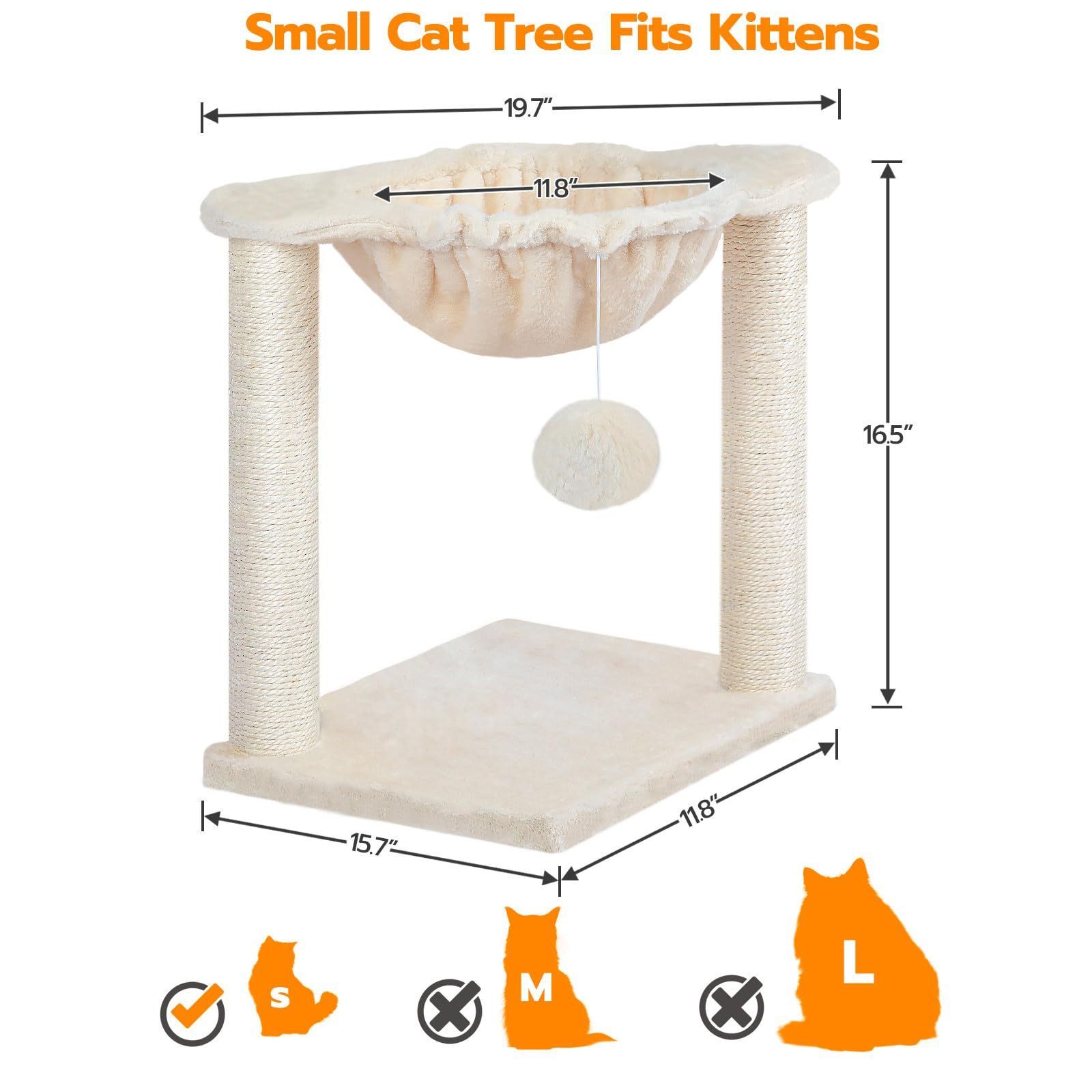 Custom Plush Soft Pet House Furniture Indoor Scratching Posts  Small Cat Trees Tower with Hammock Plush Toy