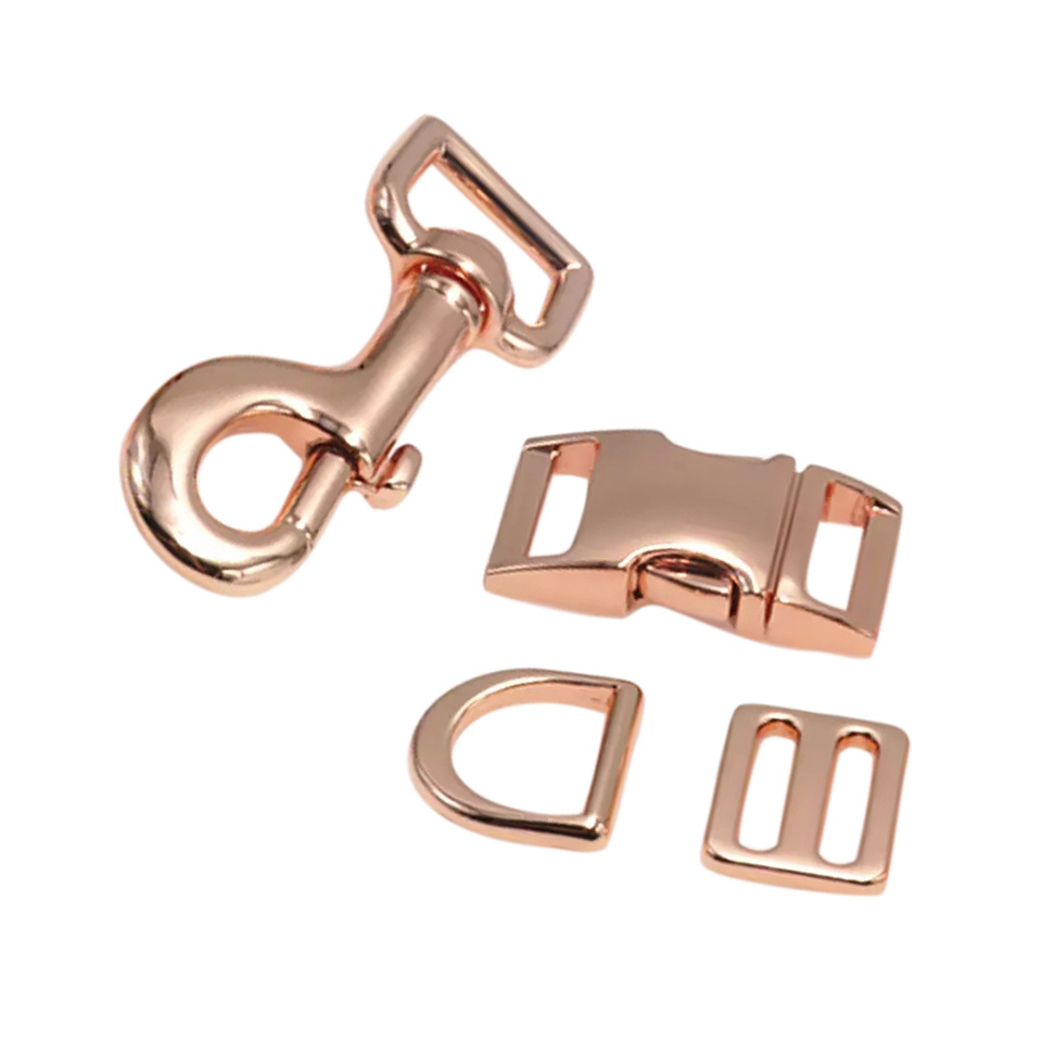 Dog Accessories Tri-glide Buckle Metal Quick Release Buckles Rose Gold Snap Hook D ring For Dog Collars pet leashes