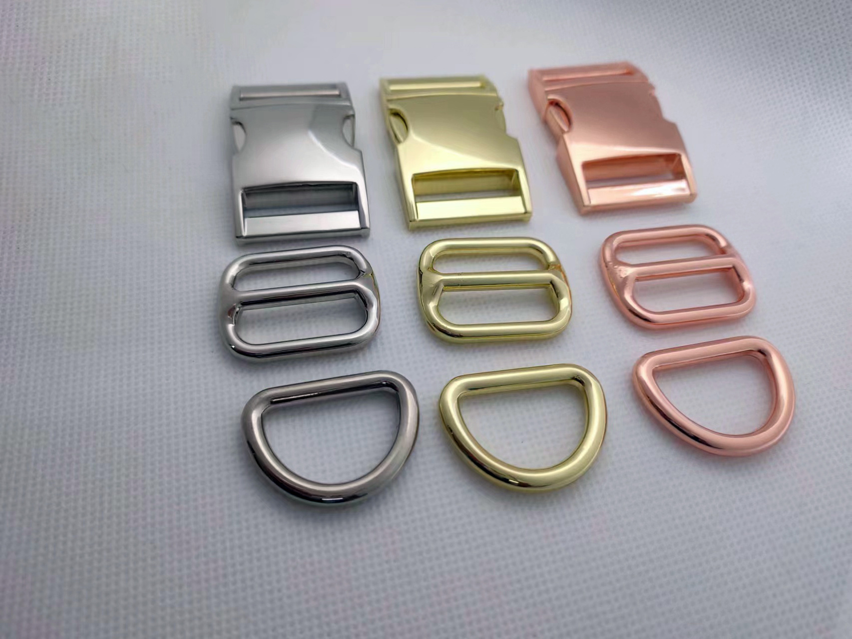 Dog Accessories Tri-glide Buckle Metal Quick Release Buckles Rose Gold Snap Hook D ring For Dog Collars pet leashes