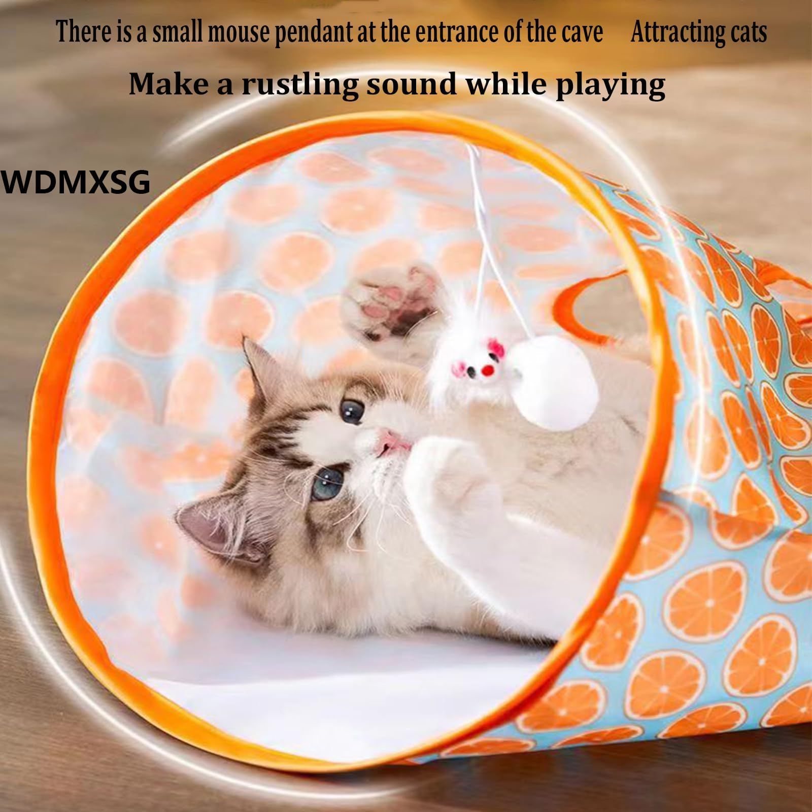 Custom Portable Interactive Collapsible Hiding Paper Pocket Kitty Cat Cave Tunnel Toy Crinkle  Sack Bag for Indoor