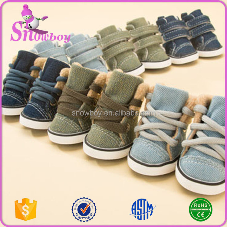 Fashion Pet Denim Shoes Dog Shoes Sport Casual Anti-slip Rubber Pet Boots with Shoe 4Pcs Pack in 5 Sizes