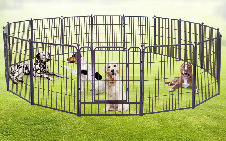 Metal Folding Dog Cage Dog Play Pen Exercise Outdoor Pet Cage Metal Steel Pet Dog Exercise Safety Fence