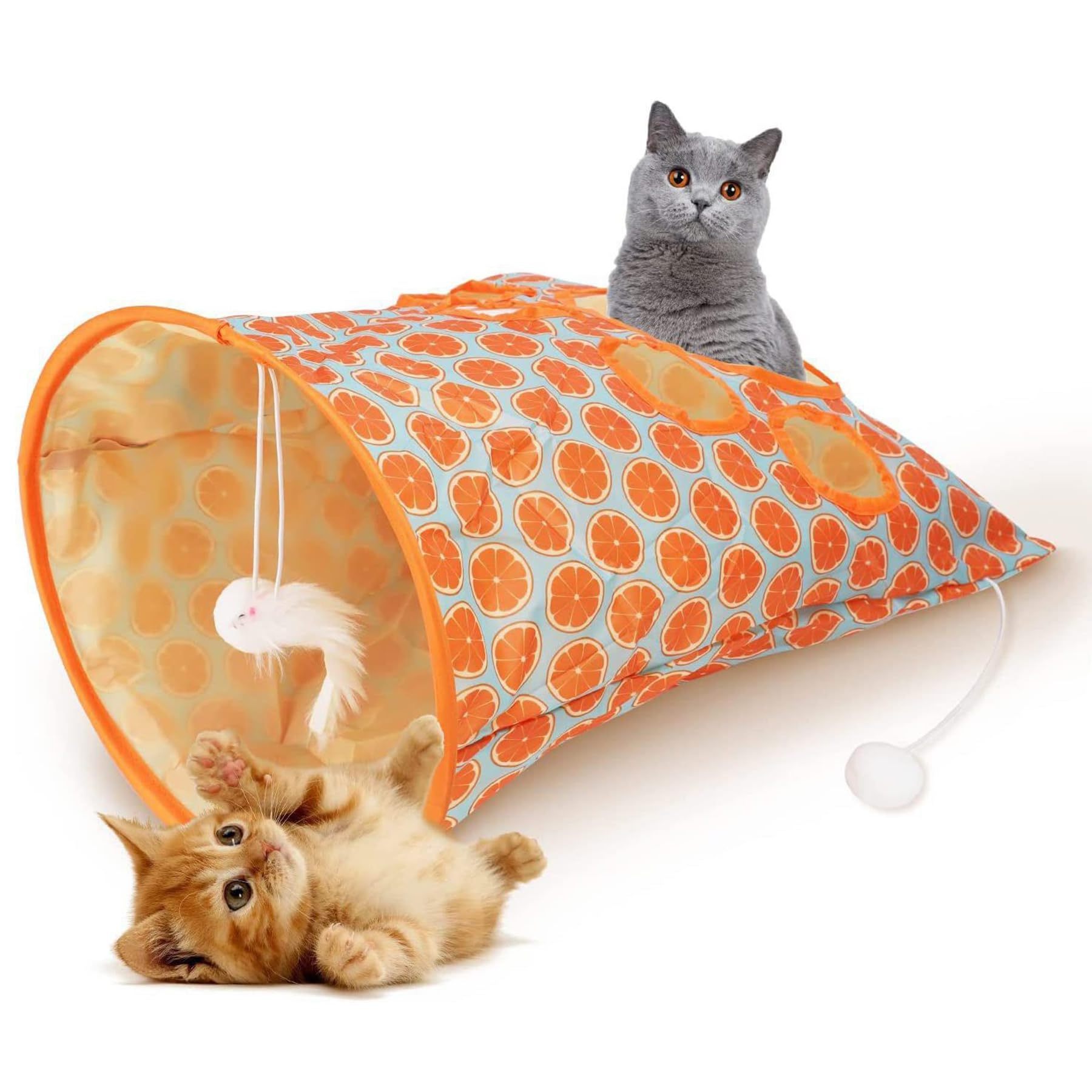 Custom Portable Interactive Collapsible Hiding Paper Pocket Kitty Cat Cave Tunnel Toy Crinkle  Sack Bag for Indoor